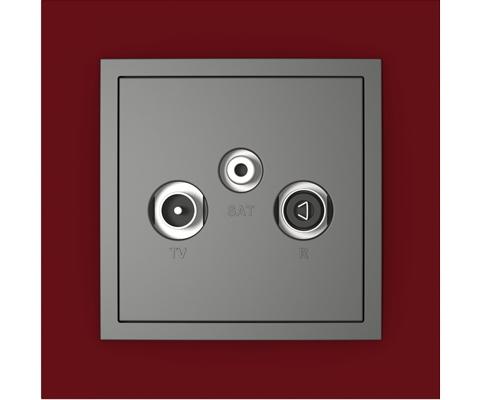 Single frame+cover plate for R-TV-SAT sockets, ANIMATO Intense red/Grey