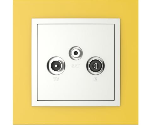 Single frame+cover plate for R-TV-SAT sockets, ANIMATO Yellow/Ice