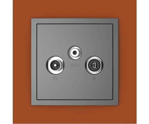 Single frame+cover plate for R-TV-SAT sockets, ANIMATO Intense orange/Grey