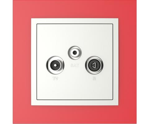 Single frame+cover plate for R-TV-SAT sockets, ANIMATO Red/Ice