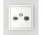 Single frame+cover plate for R-TV-SAT sockets, CRYSTAL Crystal/Ice