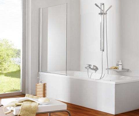 Hüppe design pure bath screen 1 piece clear glass / matt silver ...