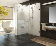 RAVAK: Brilliant shower enclosure with fixed wall BSDPS-120/80 chrome+transparent