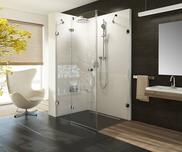 RAVAK: Brilliant shower enclosure with fixed wall BSDPS-120/90 chrome+transparent