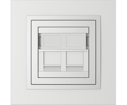 Single frame+cover ring with double support for RJ45, ANIMATO Aluminium
