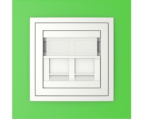 Single frame+cover ring with double support for RJ45, ANIMATO Green/Ice
