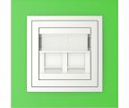 Single frame+cover ring with double support for RJ45, ANIMATO Green/Ice