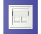 Single frame+cover ring with double support for RJ45, ANIMATO Blue/Ice