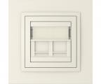 Single frame+cover ring with double support for RJ45, ANIMATO Ivory