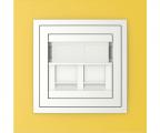 Single frame+cover ring with double support for RJ45, ANIMATO Yellow/Ice