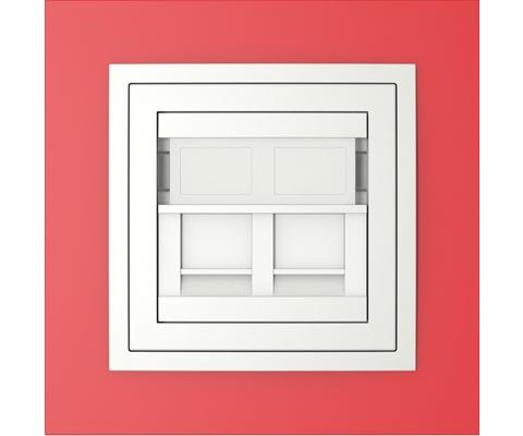 Single frame+cover ring with double support for RJ45, ANIMATO Red/Ice