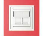 Single frame+cover ring with double support for RJ45, ANIMATO Red/Ice