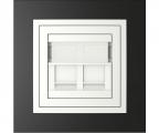 Single frame+cover ring with double support for RJ45, PETRA Granite/Ice