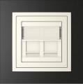 Single frame+cover ring with double support for RJ45, PETRA Granite/Pearl