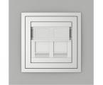 Single frame+cover ring with double support for RJ45, METALLO Inox/Aluminium
