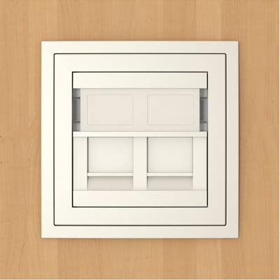 Single frame+cover ring with double support for RJ45, ARBORE Beech wood/Pearl
