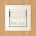 Single frame+cover ring with double support for RJ45, ARBORE Beech wood/Pearl