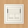 Single frame+cover ring with double support for RJ45, ARBORE Beech wood/Pearl