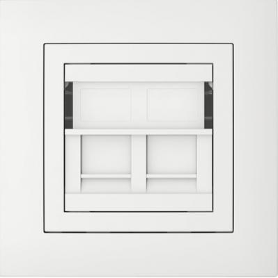 Single frame+cover ring with double support for RJ45, BASE White