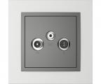 Single frame+cover plate for R-TV-SAT sockets, ANIMATO Aluminium/Grey