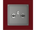 Single frame+cover plate for R-TV-SAT sockets, ANIMATO Intense red/Grey