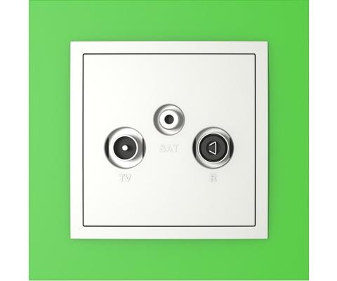 Single frame+cover plate for R-TV-SAT sockets, ANIMATO Green/Ice