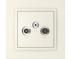 Single frame+cover plate for R-TV-SAT sockets, ANIMATO Ivory