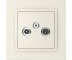 Single frame+cover plate for R-TV-SAT sockets, ANIMATO Pearl