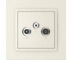 Single frame+cover plate for R-TV-SAT sockets, ANIMATO Pearl