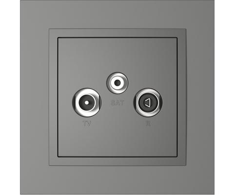 Single frame+cover plate for R-TV-SAT sockets, ANIMATO Grey