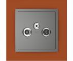 Single frame+cover plate for R-TV-SAT sockets, ANIMATO Intense orange/Grey