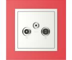 Single frame+cover plate for R-TV-SAT sockets, ANIMATO Red/Ice