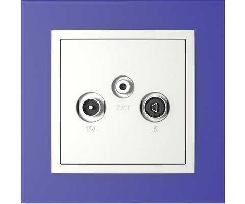 Single frame+cover plate for R-TV-SAT sockets, ANIMATO Blue/Ice