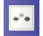 Single frame+cover plate for R-TV-SAT sockets, ANIMATO Blue/Ice