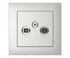 Single frame+cover plate for R-TV-SAT sockets, AQUARELLA Aluminium