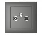 Single frame+cover plate for R-TV-SAT sockets, AQUARELLA Grey