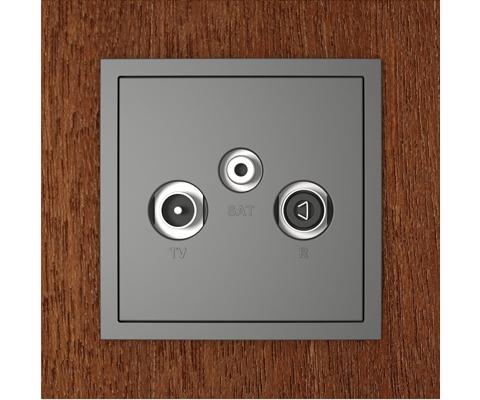 Single frame+cover plate for R-TV-SAT sockets, ARBORE Mahagony/Grey