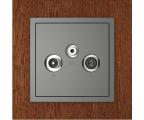 Single frame+cover plate for R-TV-SAT sockets, ARBORE Mahagony/Grey