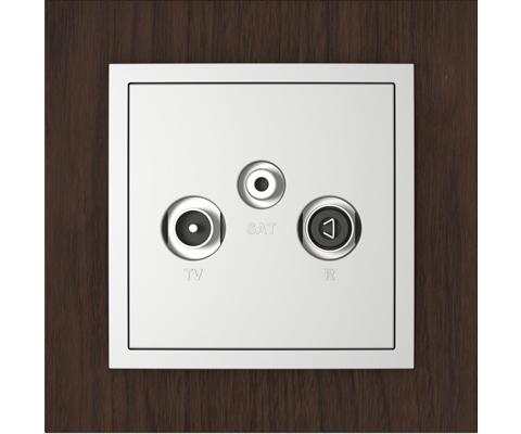 Single frame+cover plate for R-TV-SAT sockets, ARBORE Walnut tree/Aluminium