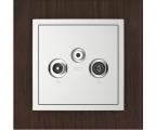 Single frame+cover plate for R-TV-SAT sockets, ARBORE Walnut tree/Aluminium