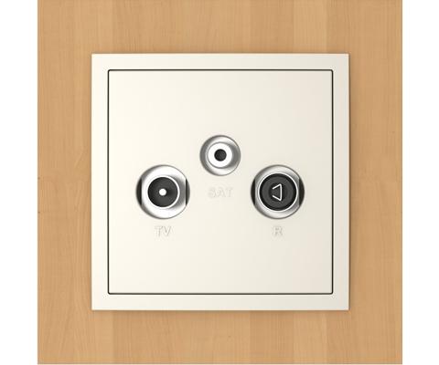 Single frame+cover plate for R-TV-SAT sockets, ARBORE Beech wood/Pearl