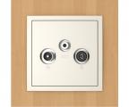 Single frame+cover plate for R-TV-SAT sockets, ARBORE Beech wood/Pearl