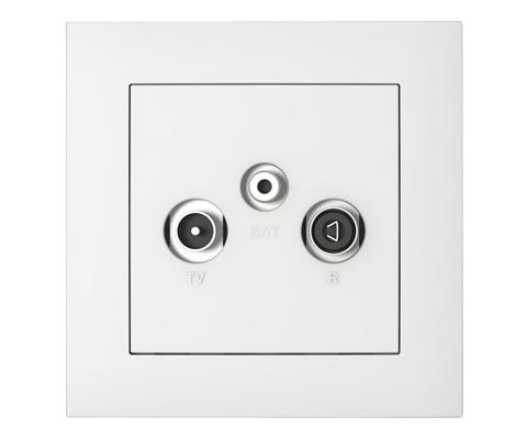 Single frame+cover plate for R-TV-SAT sockets, BASE White