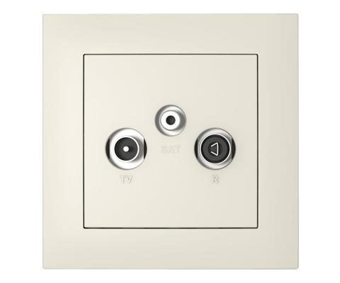 Single frame+cover plate for R-TV-SAT sockets, BASE Ivory