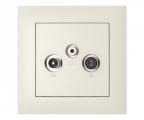 Single frame+cover plate for R-TV-SAT sockets, BASE Ivory