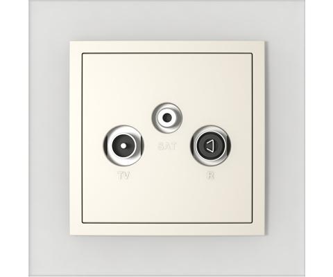 Single frame+cover plate for R-TV-SAT sockets, CRYSTAL Crystal/Pearl