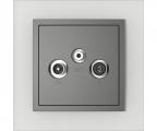 Single frame+cover plate for R-TV-SAT sockets, CRYSTAL Crystal/Grey