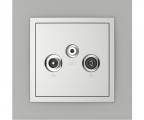 Single frame+cover plate for R-TV-SAT sockets, METALLO Inox/Aluminium