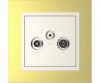 Single frame+cover plate for R-TV-SAT sockets, METALLO Gold/Pearl