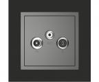 Single frame+cover plate for R-TV-SAT sockets, METALLO Nickel/Grey